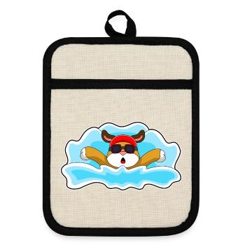 Natation pour chiens Lunettes de natation Été - Maniques avec dos en caoutchouc - lin/noir  - Devant