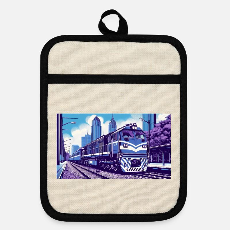 Train 2 1 - Pot holders with rubber back - linen/black