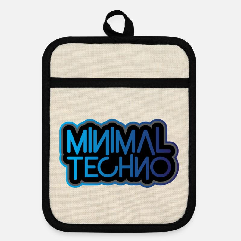 Minimal Techno - Pot holders with rubber back - linen/black 