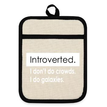 Introvert Quotes - Pot holders with rubber back - linen/black  - Front