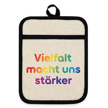 Diversity makes us stronger - Pot holders with rubber back - linen/black  - Front