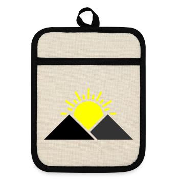 Sun Mountains Landscape - Pot holders with rubber back - linen/black  - Front