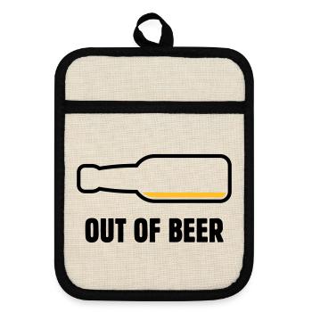 Out Of Beer (Bier / Bierchen / Biertrinker POS 2C) - Topflappen mit Gummirückseite - Leinen/Schwarz  - Vorne