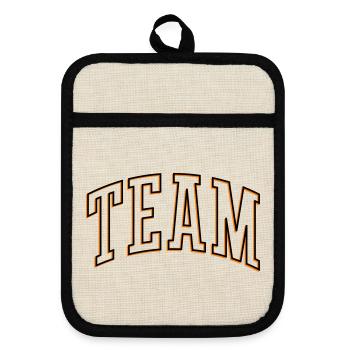 Team Outline - Pot holders with rubber back - linen/black  - Front