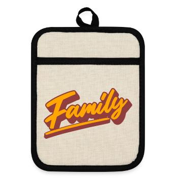 Famille - Maniques avec dos en caoutchouc - lin/noir  - Devant