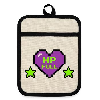 HP Full Pixel Herz Logo - Topflappen mit Gummirückseite - Leinen/Schwarz  - Vorne