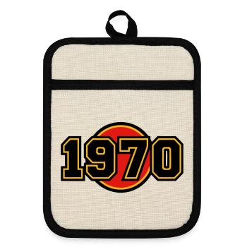 Logo rétro de l’année de naissance de 1970 - Maniques avec dos en caoutchouc - lin/noir  - Devant
