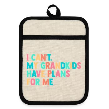 I Cant I Have Plans With The Grandkids Grandma Nan - Topflappen mit Gummirückseite - Leinen/Schwarz  - Vorne