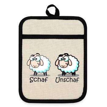 sheep - Pot holders with rubber back - linen/black  - Front