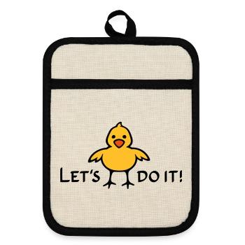 Let's do it! - Pot holders with rubber back - linen/black  - Front