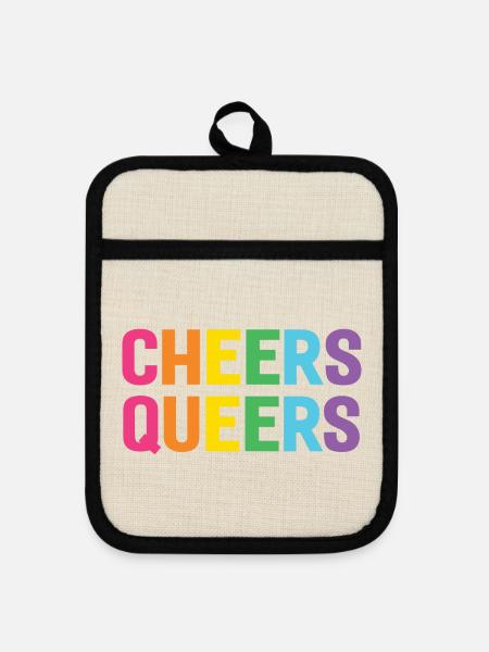 LGBTQ-Prost Queers - Topflappen mit Gummirückseite - Leinen/Schwarz