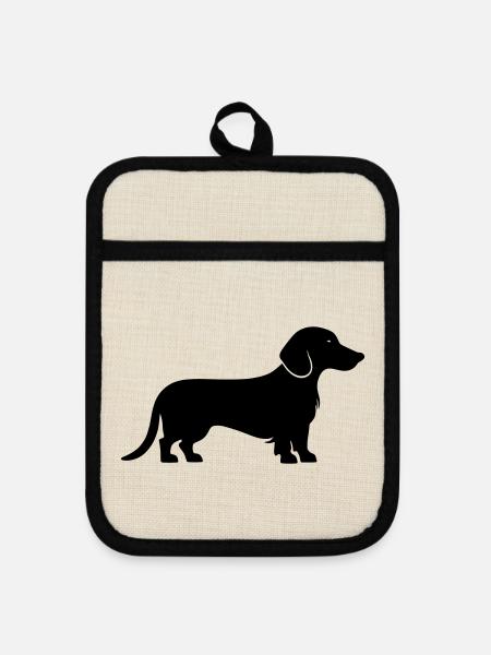 Dachshund Dackel - Topflappen mit Gummirückseite - Leinen/Schwarz