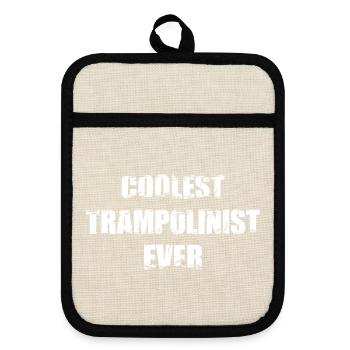 Coolest trampoline jumper ever - Pot holders with rubber back - linen/black  - Front