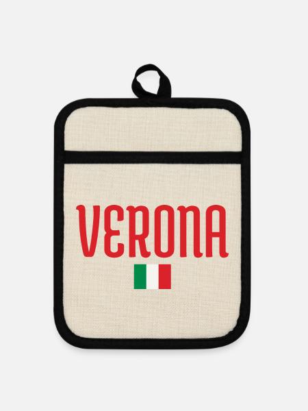 Flagge Verona-Italien - Topflappen mit Gummirückseite - Leinen/Schwarz