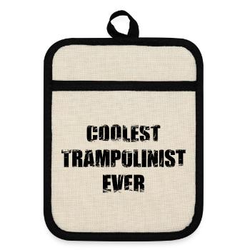 Funny trampoline jumper - Pot holders with rubber back - linen/black  - Front