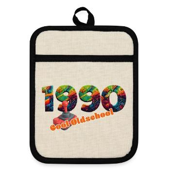 1990 – Retro Gaming Transition - Pot holders with rubber back - linen/black  - Front