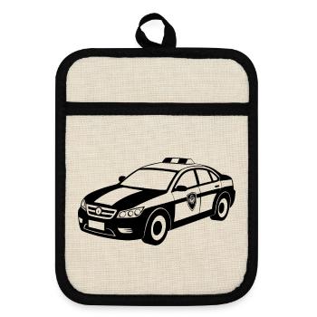 Polizei-Muscle-Car-Notfall - Topflappen mit Gummirückseite - Leinen/Schwarz  - Vorne