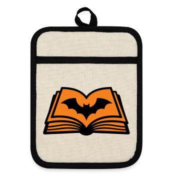 Zauberbuch Fledermaus Icon - Topflappen mit Gummirückseite - Leinen/Schwarz  - Vorne