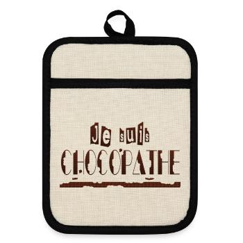 Je suis chocopathe - Maniques avec dos en caoutchouc - lin/noir  - Devant