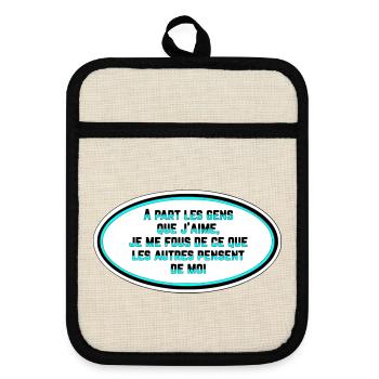 I don't care what people think of me - Pot holders with rubber back - linen/black  - Front