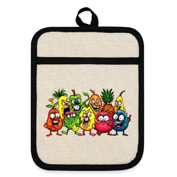 Crazy fruits - Pot holders with rubber back - linen/black  - Front