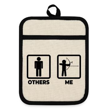 Funny archer - Pot holders with rubber back - linen/black  - Front