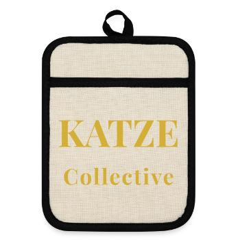Minimalist Cat T-Shirt – Premium Design - Pot holders with rubber back - linen/black  - Front