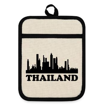 Skyline de Thaïlande - Maniques avec dos en caoutchouc - lin/noir  - Devant