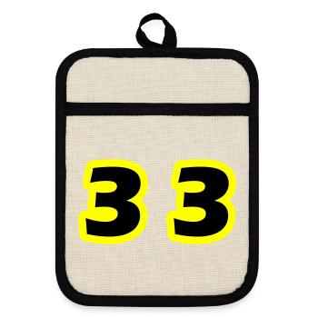 33 Number Symbol - Pot holders with rubber back - linen/black  - Front