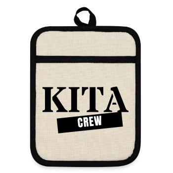 Kita Crew - Don pour l’éducatrice d’équipe de maternelle - Maniques avec dos en caoutchouc - lin/noir  - Devant