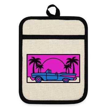 Retro 80er Auto Logo - Topflappen mit Gummirückseite - Leinen/Schwarz  - Vorne