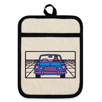 Retro Car Miami Logo - Maniques avec dos en caoutchouc - lin/noir  - Devant