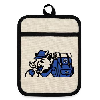 Logo du sac à dos Sanglier sauvage - Maniques avec dos en caoutchouc - lin/noir  - Devant