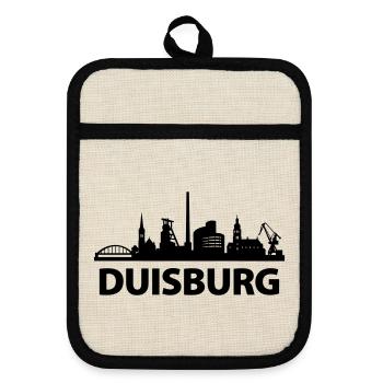 Duisburg Skyline - Topflappen mit Gummirückseite - Leinen/Schwarz  - Vorne