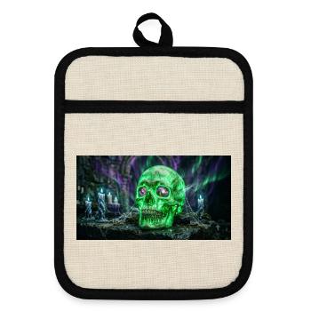 Halloween - Topflappen mit Gummirückseite - Leinen/Schwarz  - Vorne