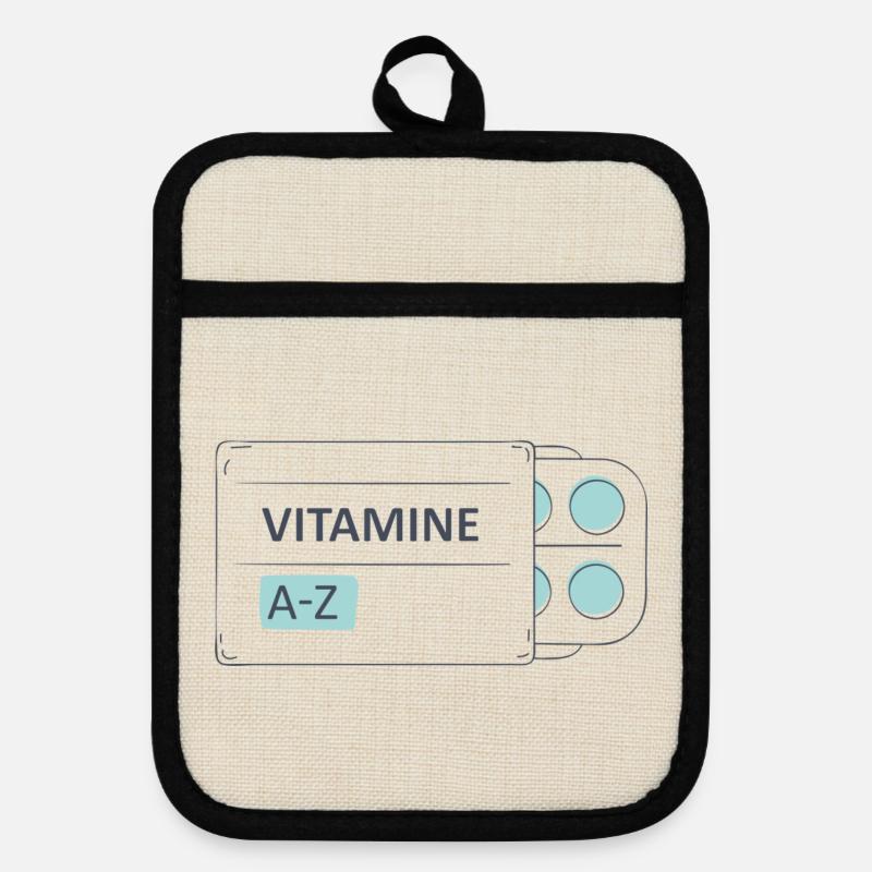 Medication pills tablets pack - Pot holders with rubber back - linen/black 