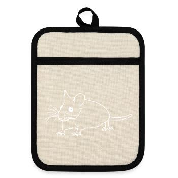Mouse lineart - Pot holders with rubber back - linen/black  - Front