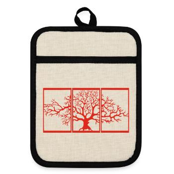 Vue sur la nature (rouge) - Maniques avec dos en caoutchouc - lin/noir  - Devant