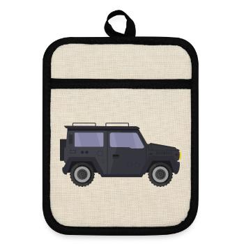 Jeep - Topflappen mit Gummirückseite - Leinen/Schwarz  - Vorne