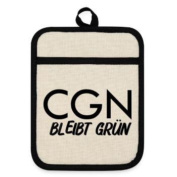 Cgn_Koeln_bleibt_gruen - Pot holders with rubber back - linen/black  - Front