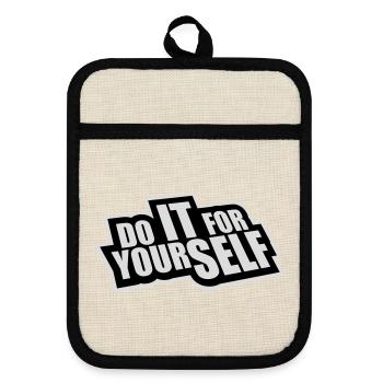 Do It For Yourself Inspirierend Selbstliebe Zitat - Topflappen mit Gummirückseite - Leinen/Schwarz  - Vorne