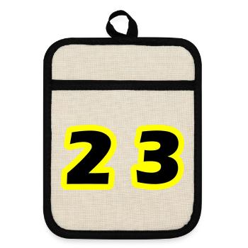 23 Number symbol - Pot holders with rubber back - linen/black  - Front