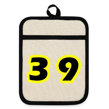 39 Symbole numérique - Maniques avec dos en caoutchouc - lin/noir  - Devant