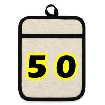 50 Number Symbol - Pot holders with rubber back - linen/black  - Front