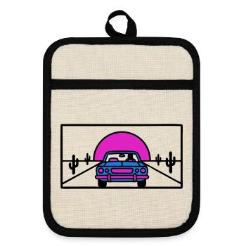 Wueste Highway Auto Logo - Topflappen mit Gummirückseite - Leinen/Schwarz  - Vorne