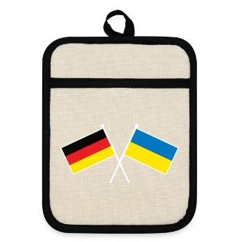 Germany x Ukraine Friendship Flags - Topflappen mit Gummirückseite - Leinen/Schwarz  - Vorne