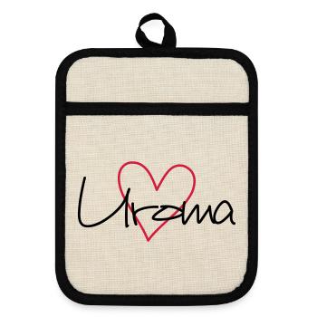 Uroma Herz Liebe werdende Oma Geschenk - Topflappen mit Gummirückseite - Leinen/Schwarz  - Vorne