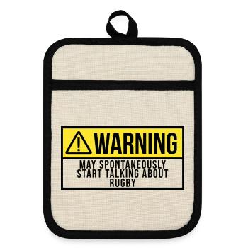 Rugby - Pot holders with rubber back - linen/black  - Front
