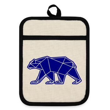 Icône polygonale de l’ours polaire - Maniques avec dos en caoutchouc - lin/noir  - Devant