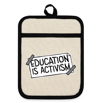 L’éducation est activisme Bildung Aktivismus Déclaration - Maniques avec dos en caoutchouc - lin/noir  - Devant